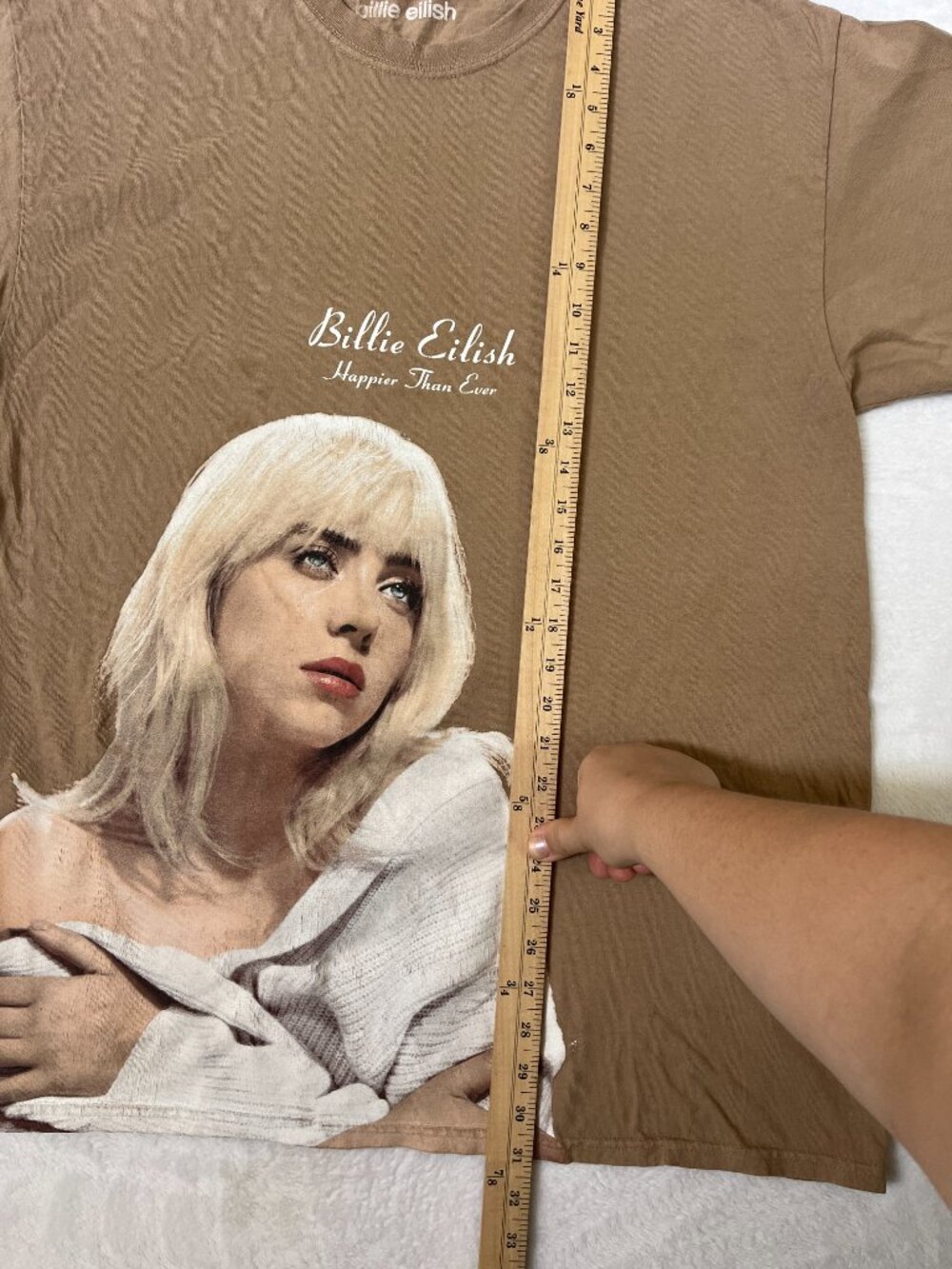 Billie Eilish Happier Than Ever Tour Merch sz S/M Oversized Urban Outfitters Tan - Picture 8 of 8